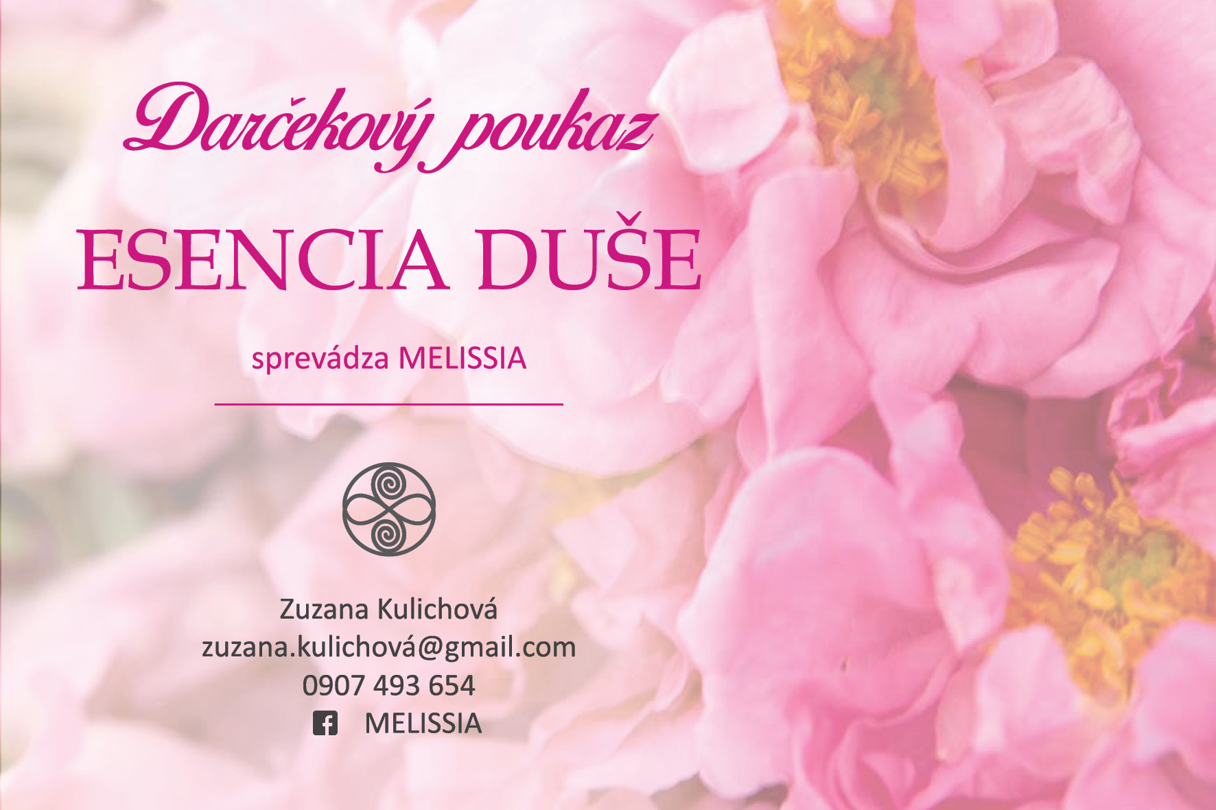 darčeková poukážka voucher melissia aromaterapia